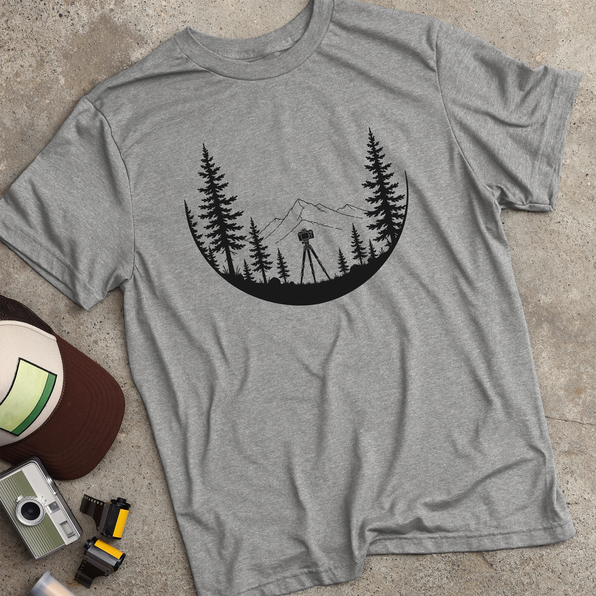 Camera In Forrest Silhouette T-Shirt