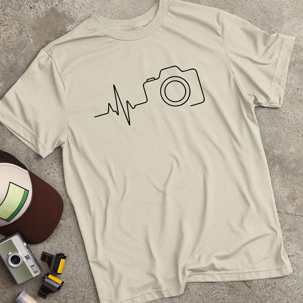 Heartbeat Camera Line Art T-Shirt