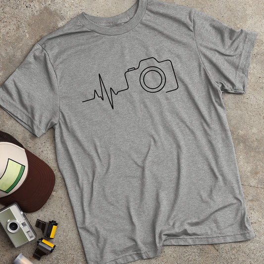 Heartbeat Camera Line Art T-Shirt