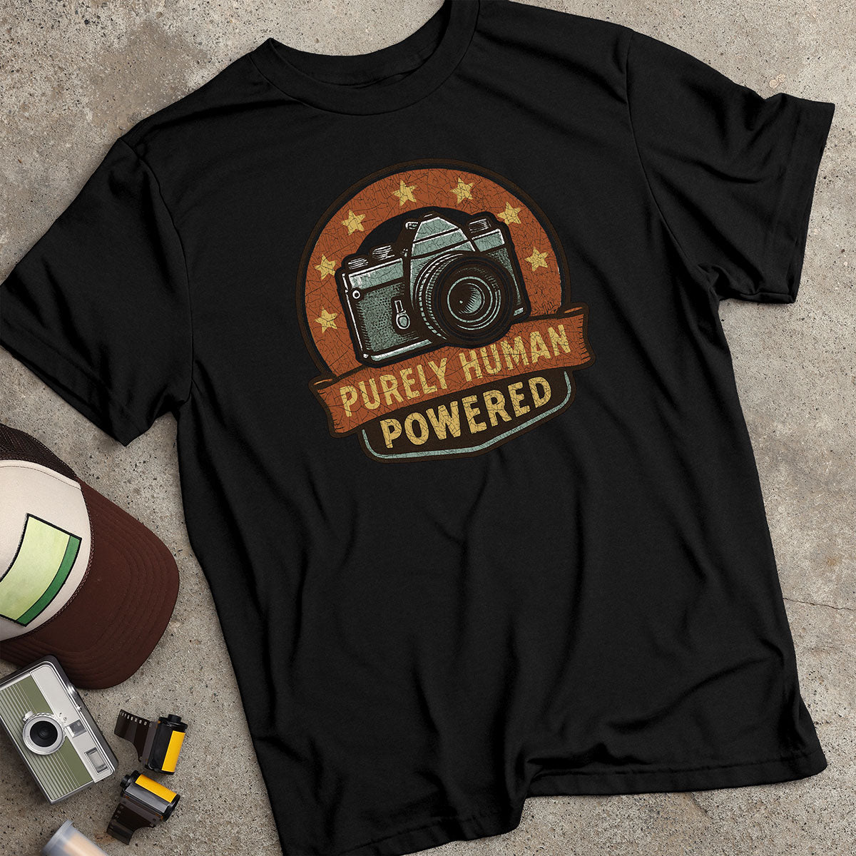 Purely Human Powered Badge & Banner T-Shirt