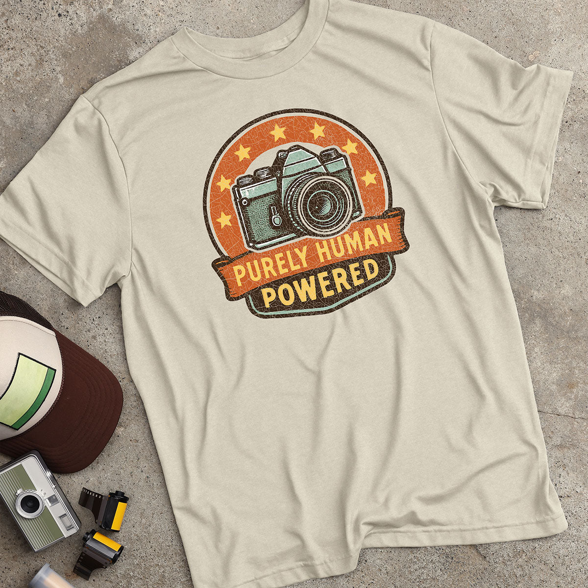 Purely Human Powered Badge & Banner T-Shirt
