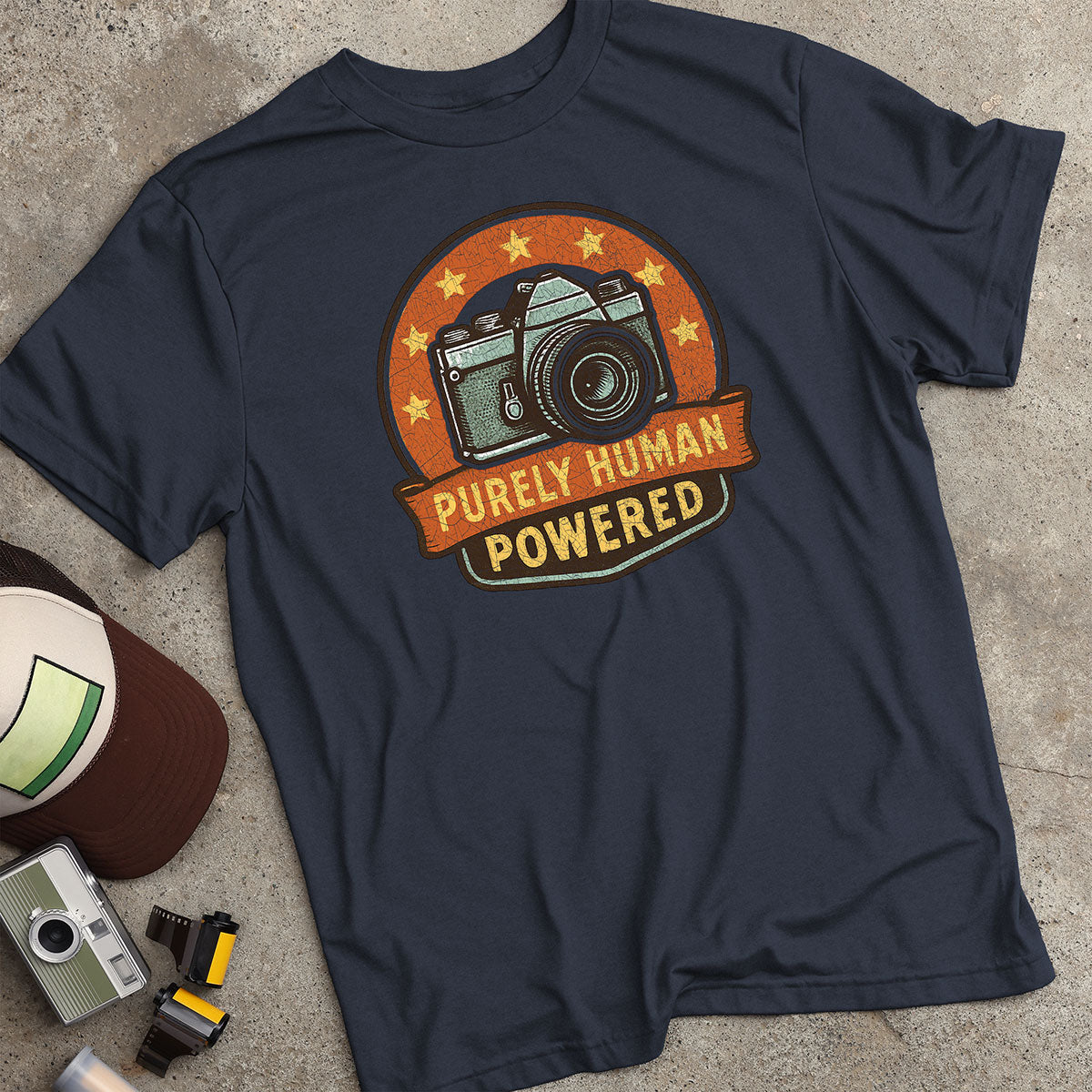 Purely Human Powered Badge & Banner T-Shirt