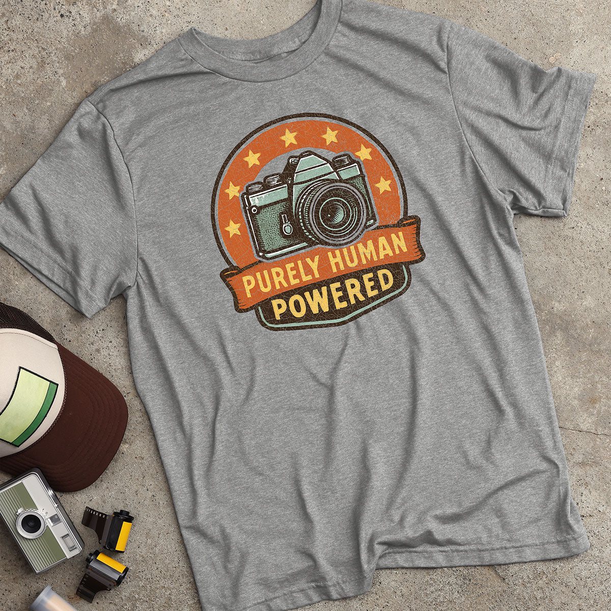 Purely Human Powered Badge & Banner T-Shirt