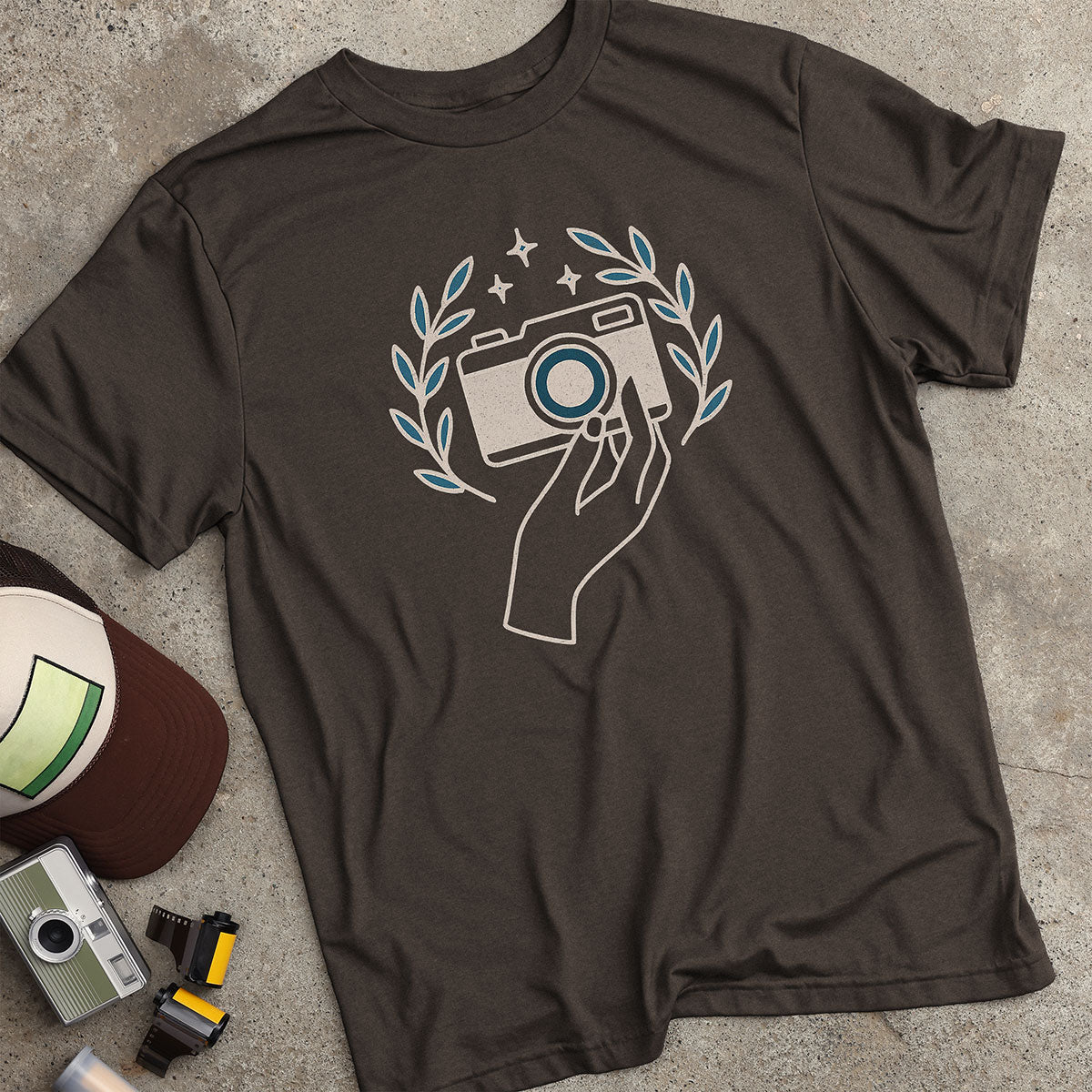 Camera W/ Floral & Hand T-Shirt