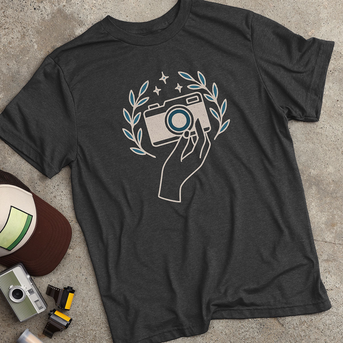 Camera W/ Floral & Hand T-Shirt
