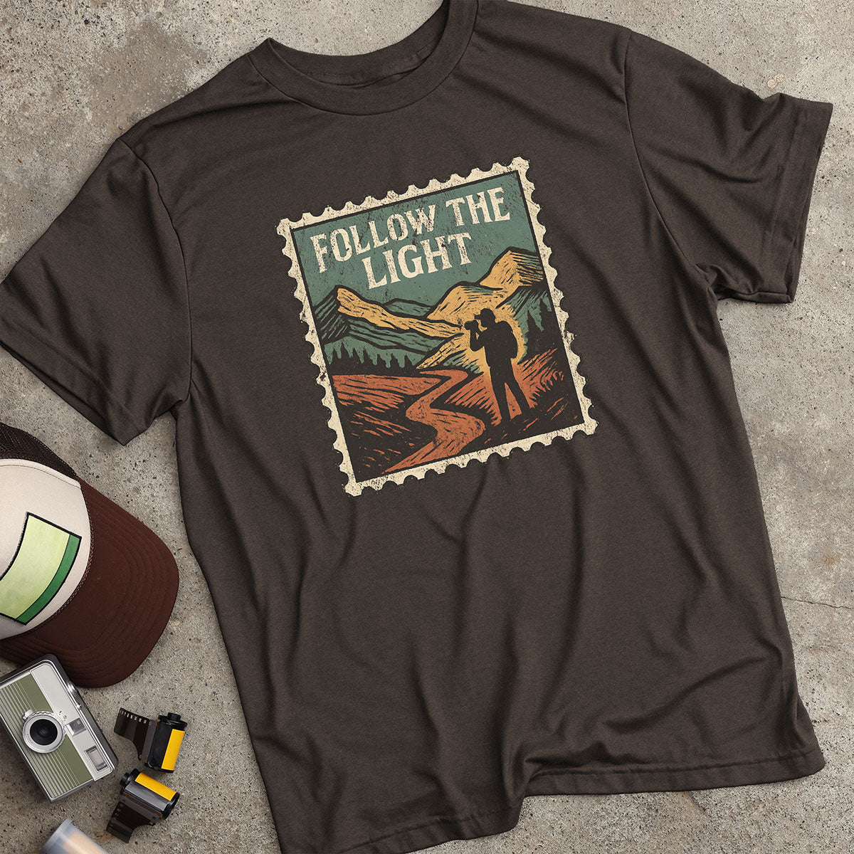 Mountain Trail Photographer Stamp T-Shirt