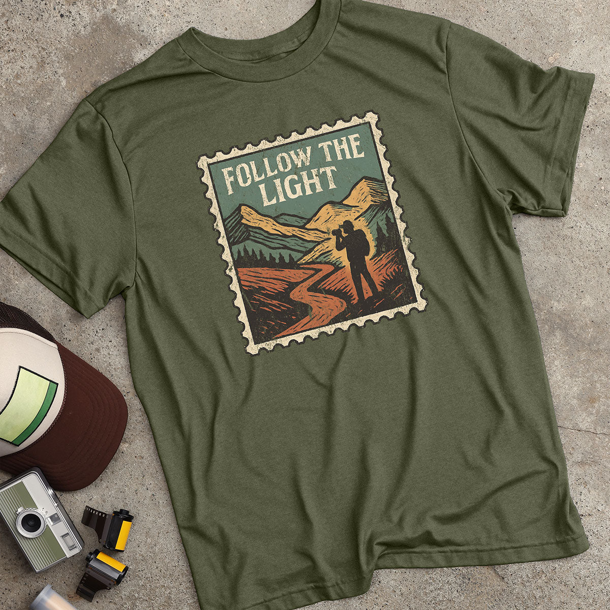 Mountain Trail Photographer Stamp T-Shirt