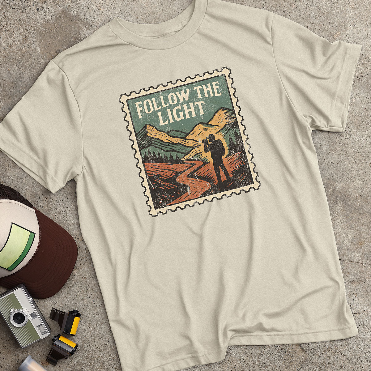 Mountain Trail Photographer Stamp T-Shirt