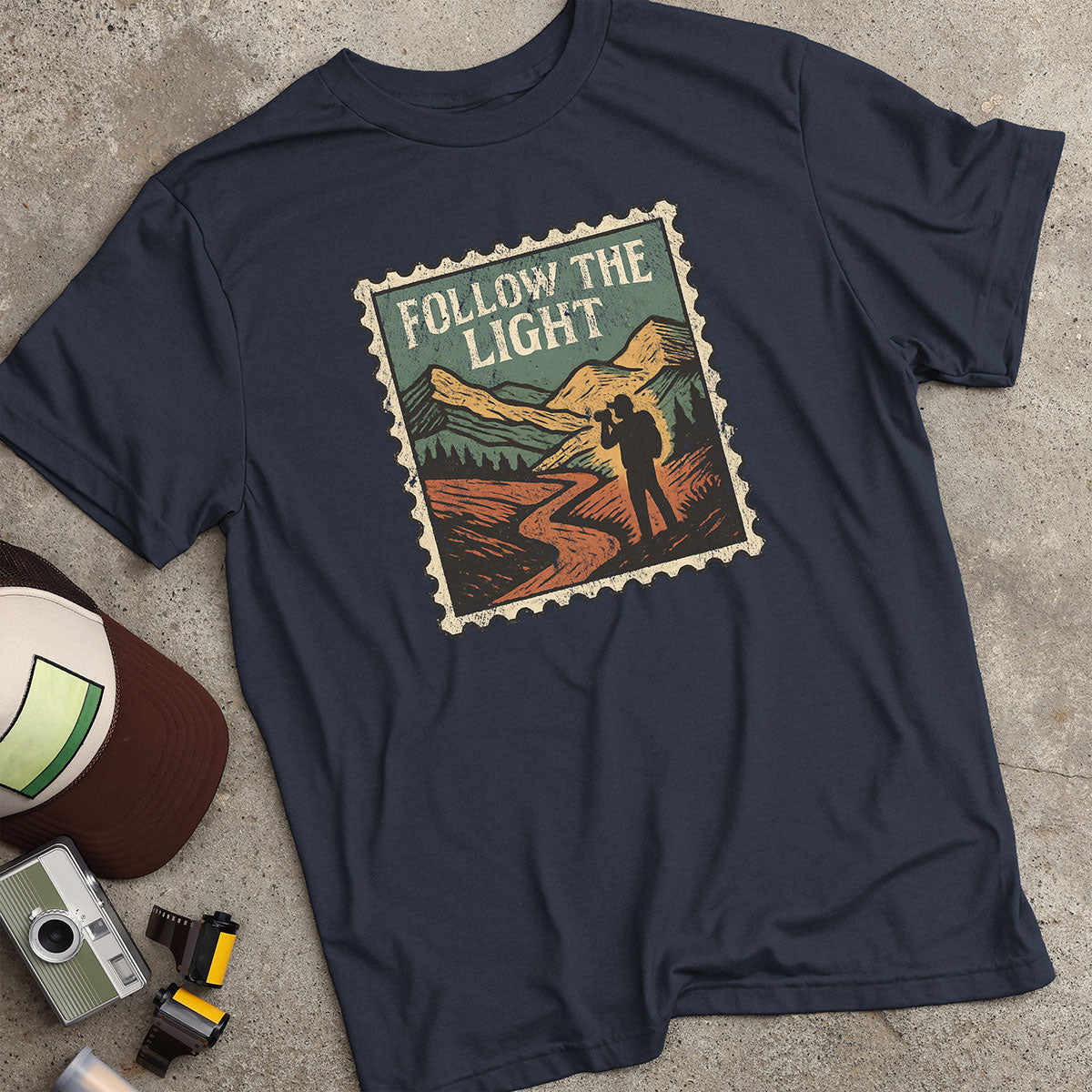Mountain Trail Photographer Stamp T-Shirt