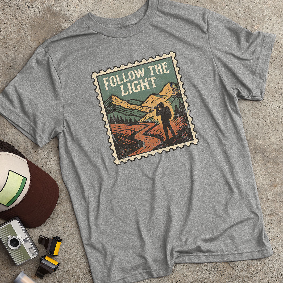 Mountain Trail Photographer Stamp T-Shirt