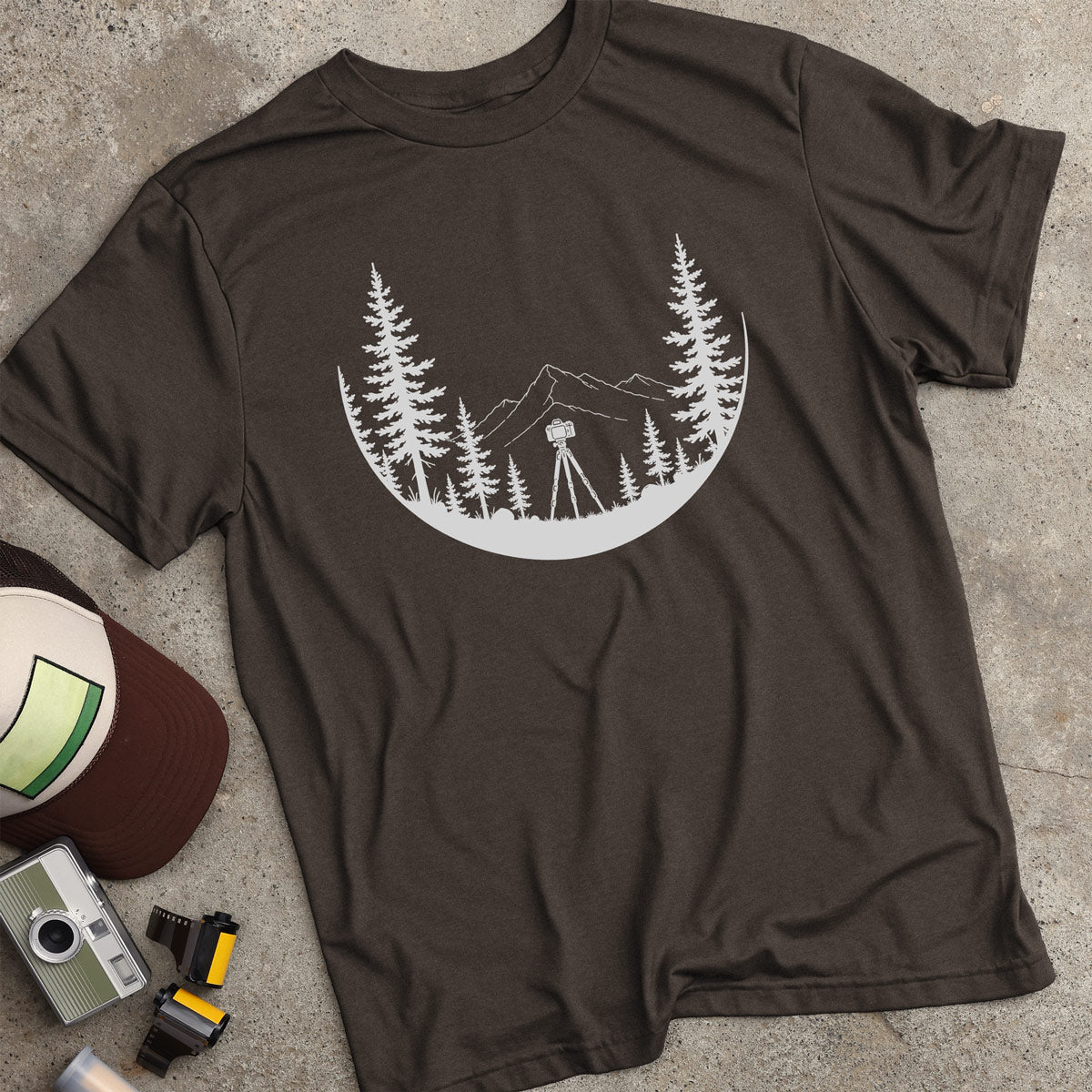 Camera In Forrest Silhouette T-Shirt