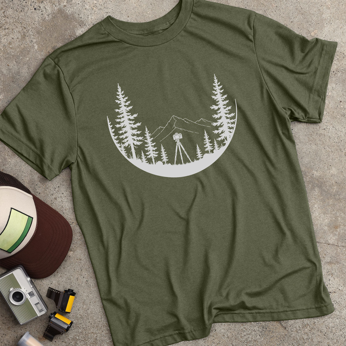 Camera In Forrest Silhouette T-Shirt