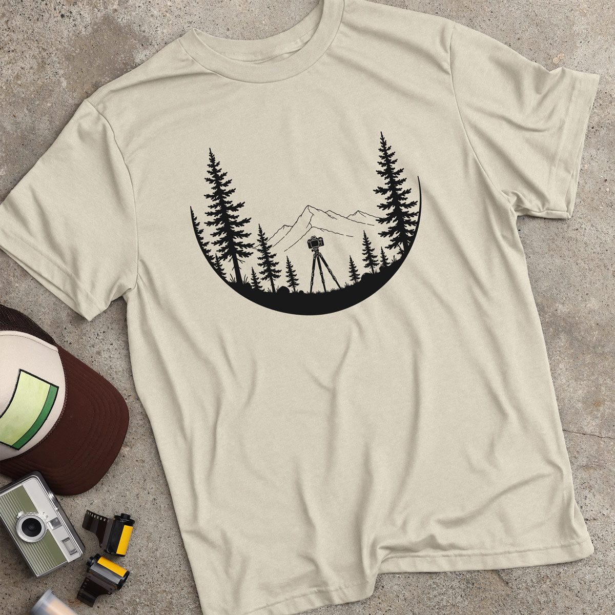 Camera In Forrest Silhouette T-Shirt