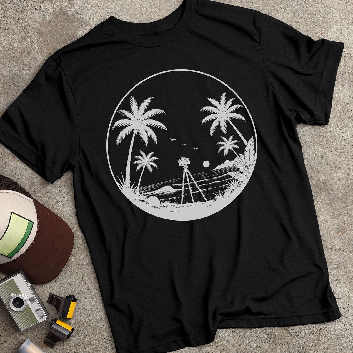 Beach & Camera Silhouette T-Shirt