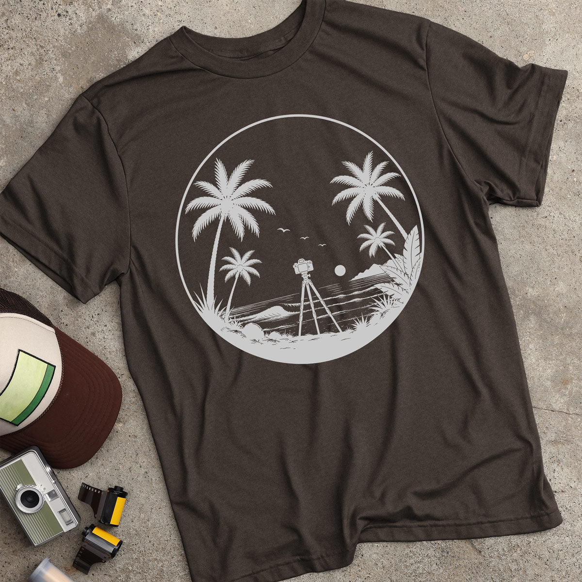 Beach & Camera Silhouette T-Shirt