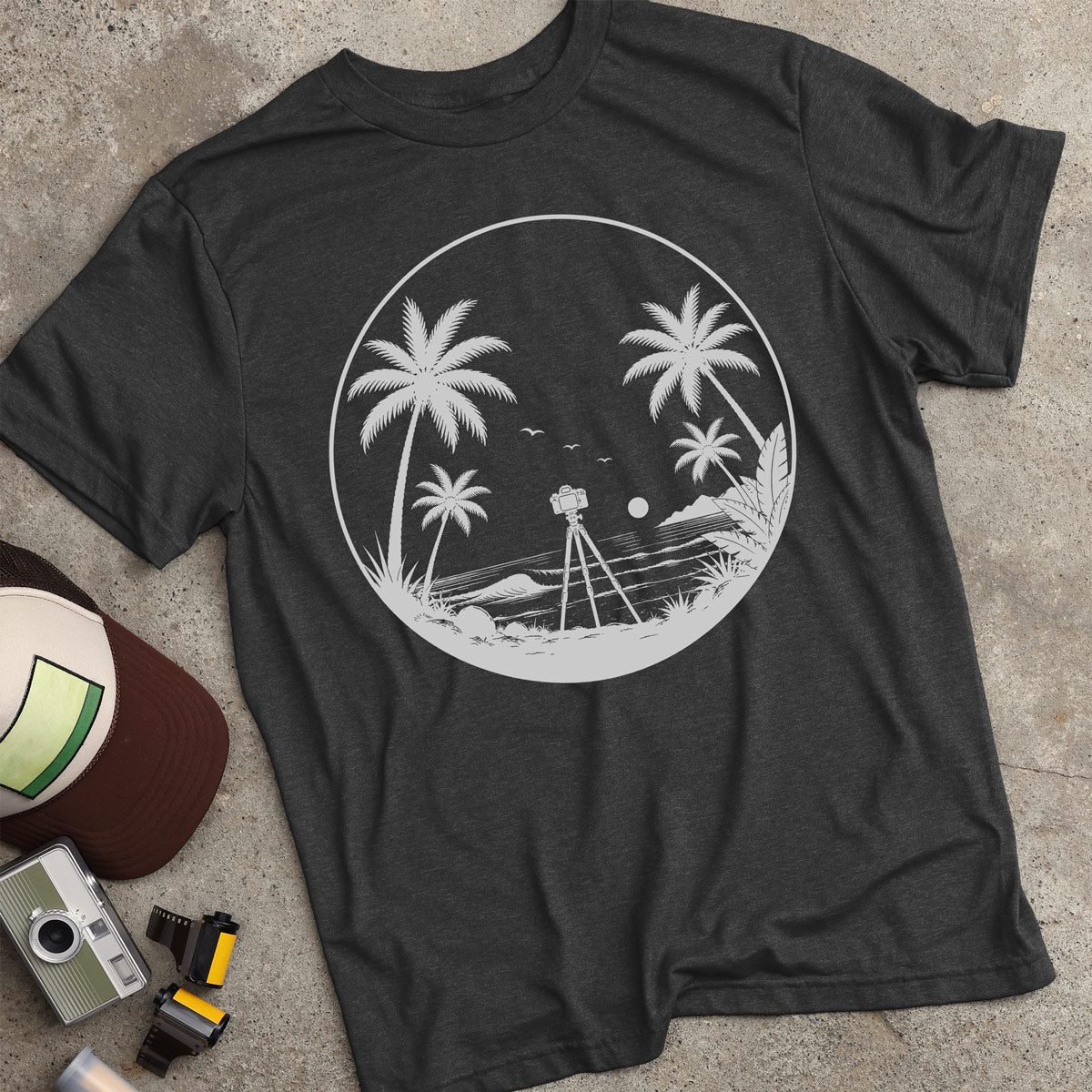 Beach & Camera Silhouette T-Shirt