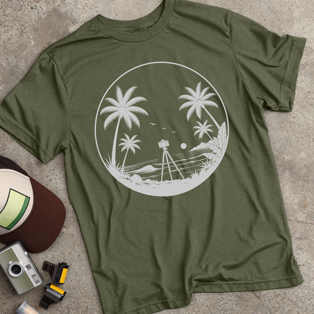 Beach & Camera Silhouette T-Shirt
