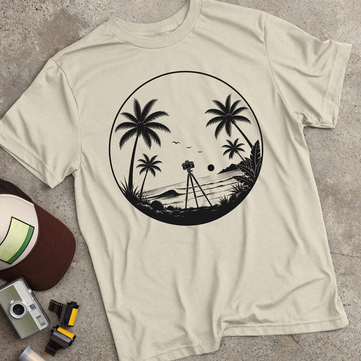 Beach & Camera Silhouette T-Shirt