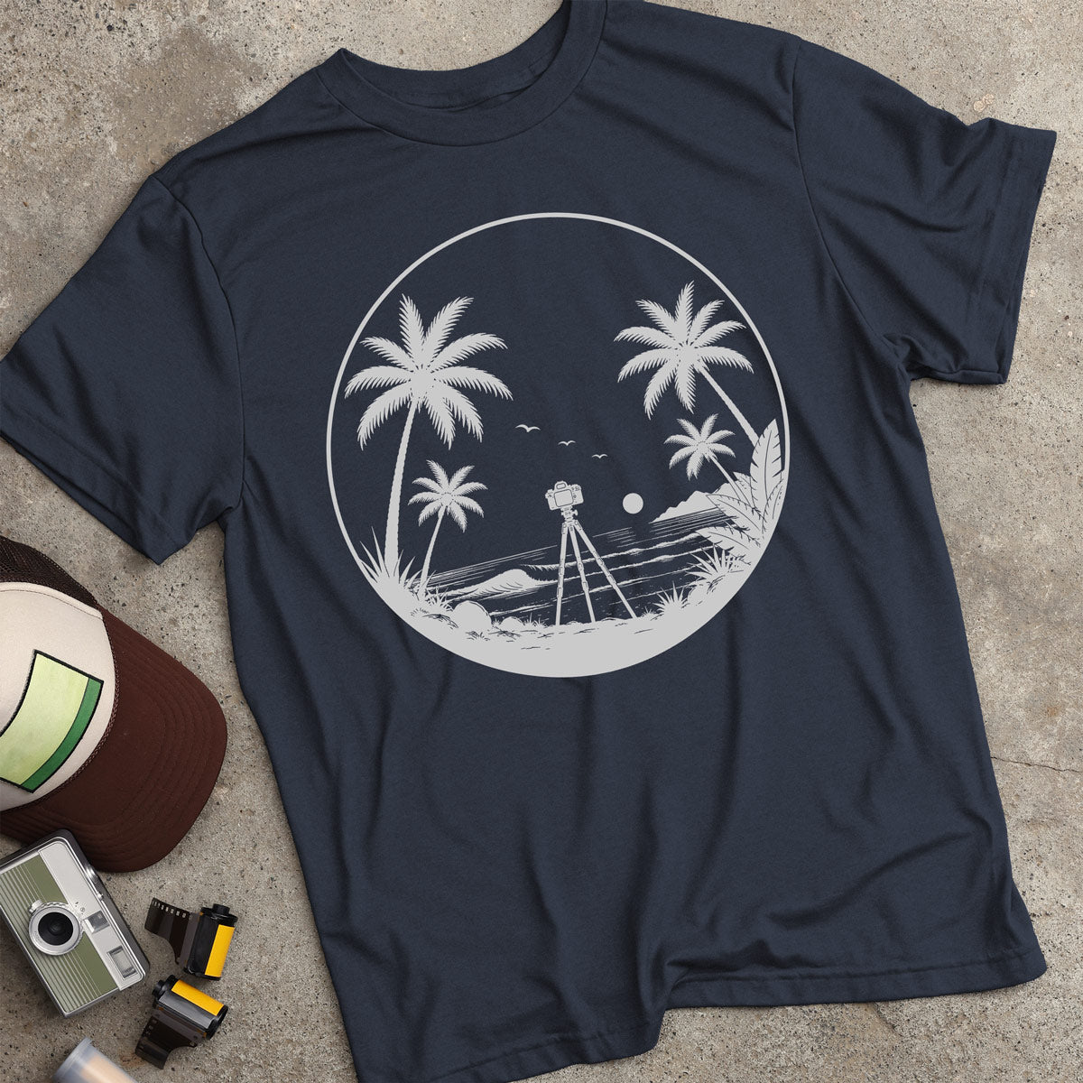Beach & Camera Silhouette T-Shirt