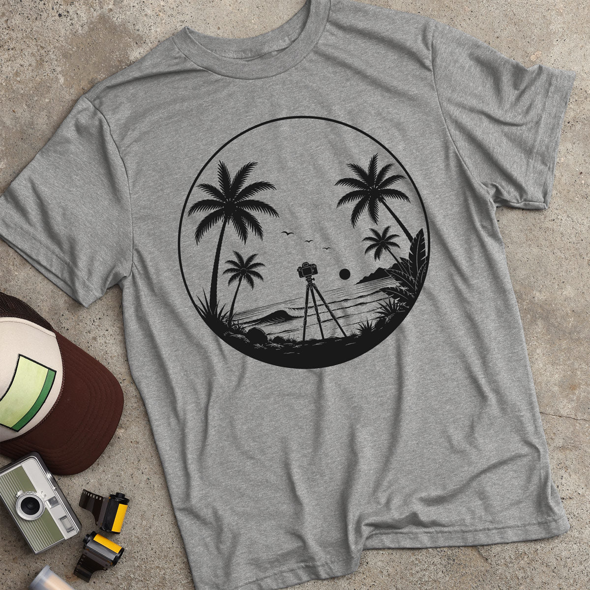 Beach & Camera Silhouette T-Shirt