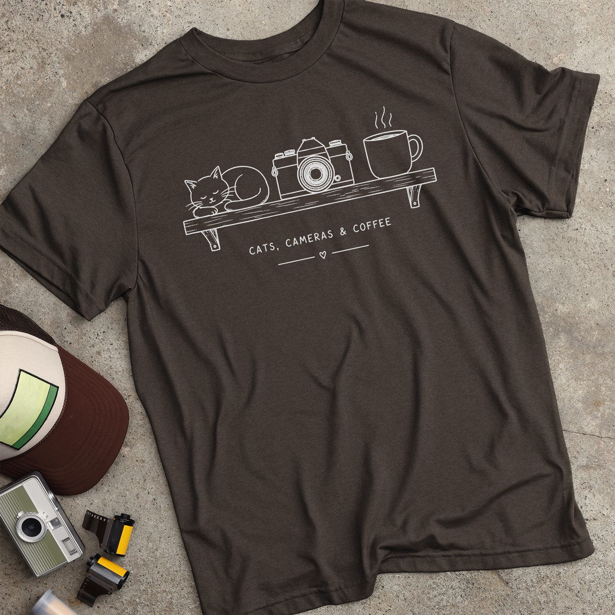 Cats Cameras & Coffee T-Shirt