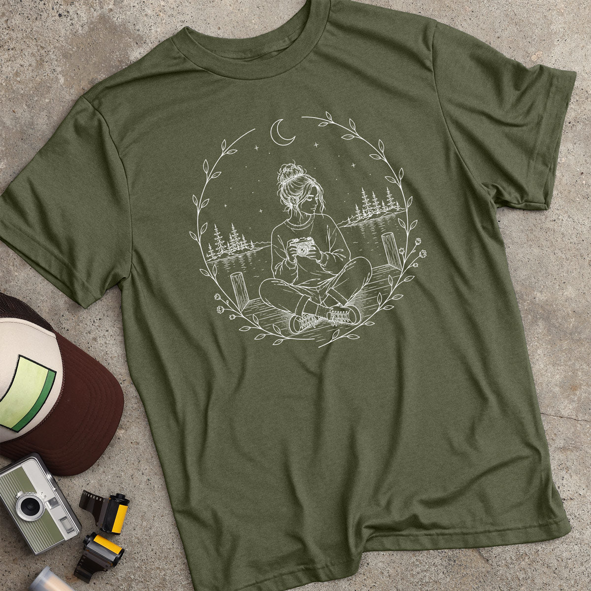 Girl On Dock W/ Camera T-Shirt