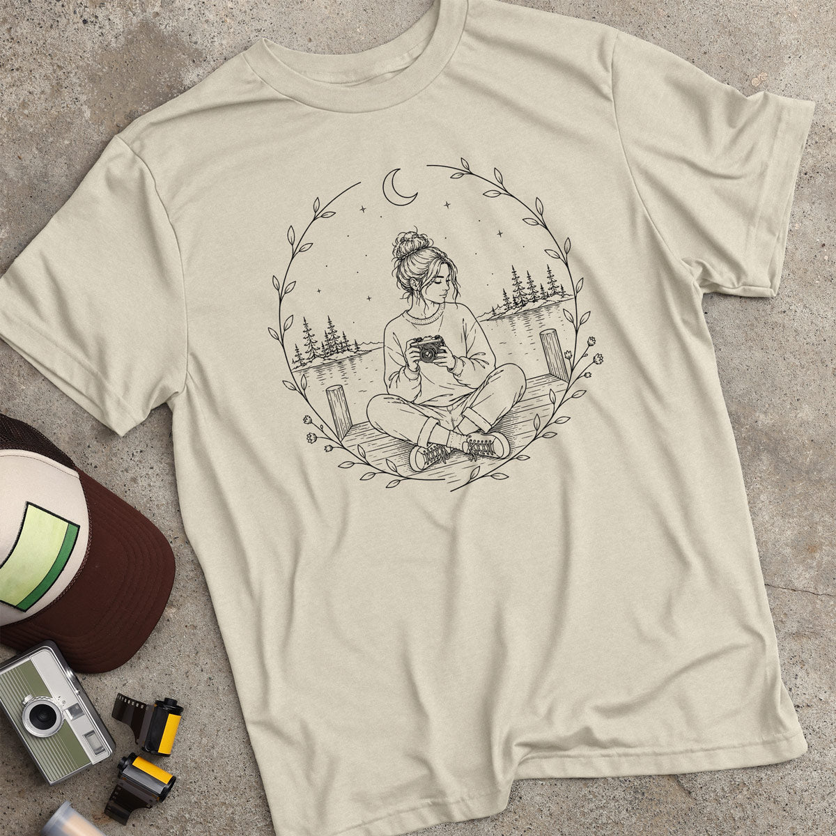 Girl On Dock W/ Camera T-Shirt