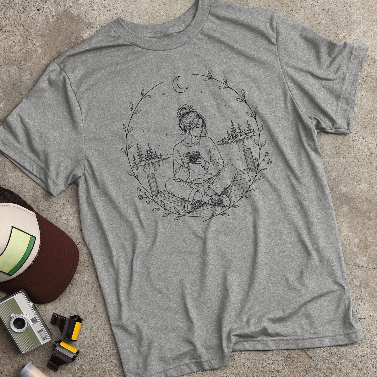 Girl On Dock W/ Camera T-Shirt
