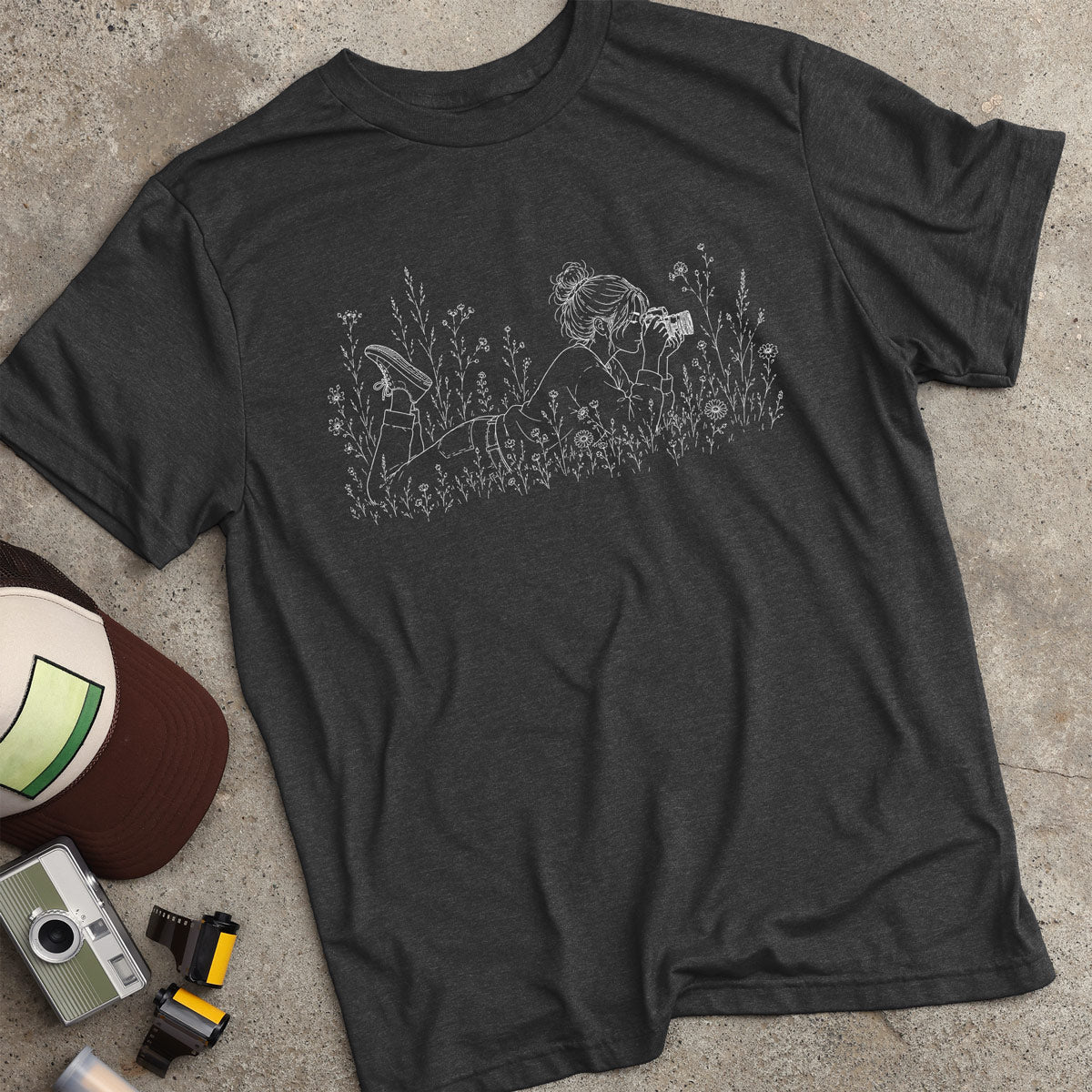 Girl In Flowers W/ Camera T-Shirt