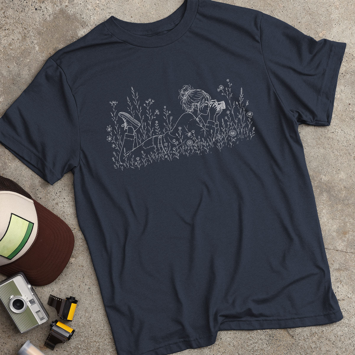 Girl In Flowers W/ Camera T-Shirt