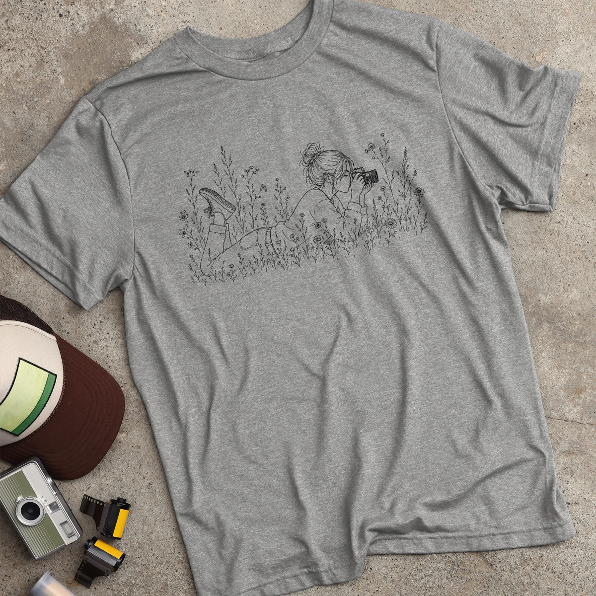 Girl In Flowers W/ Camera T-Shirt